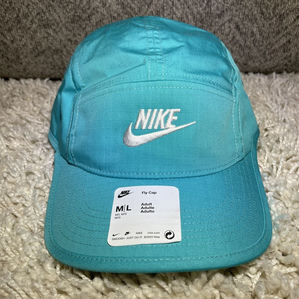 Nike Fly Unstructured Futura 5 Panel Teal Blue Strapback Hat Cap FB5366-345 M/L